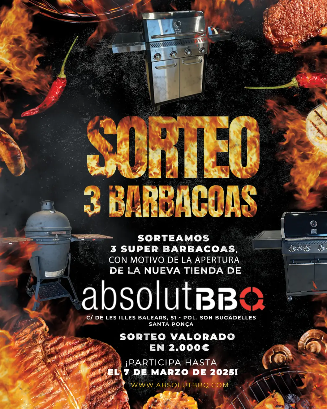 Absolut BBQ sortea tres barbacoas